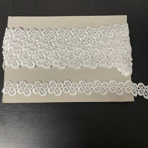 Austrian Lace Embroidery Trim Wedding Dress Fabric Floral Off White Cream 242" - Picture 1 of 5